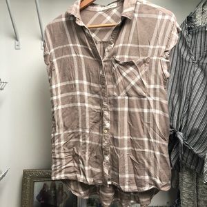 Boutique Capped Sleeve Button Up Top